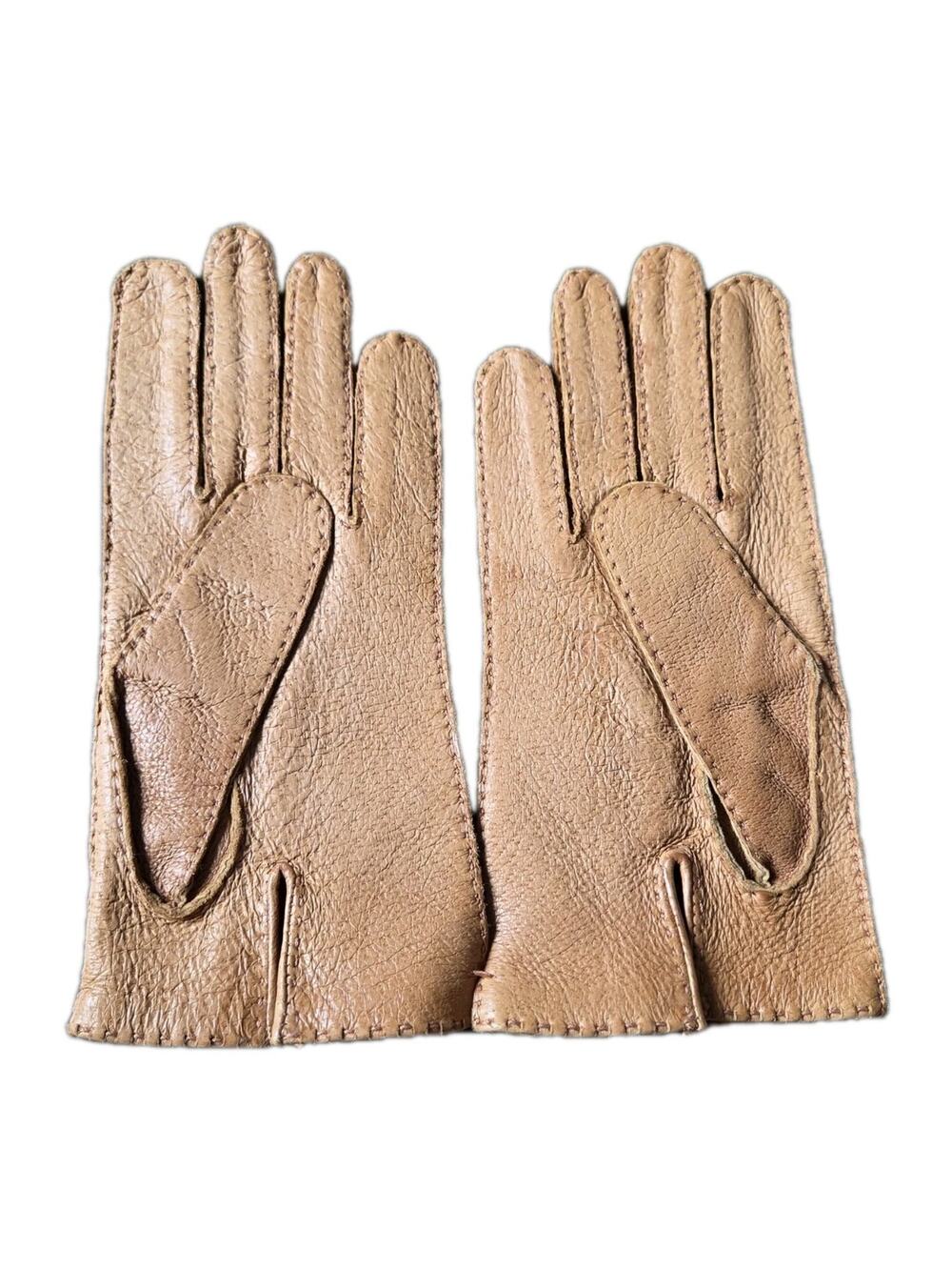 NOS VTG ARIS Pigskin Leather Gloves Sz 7.5 Tan Made In Hungary Women's